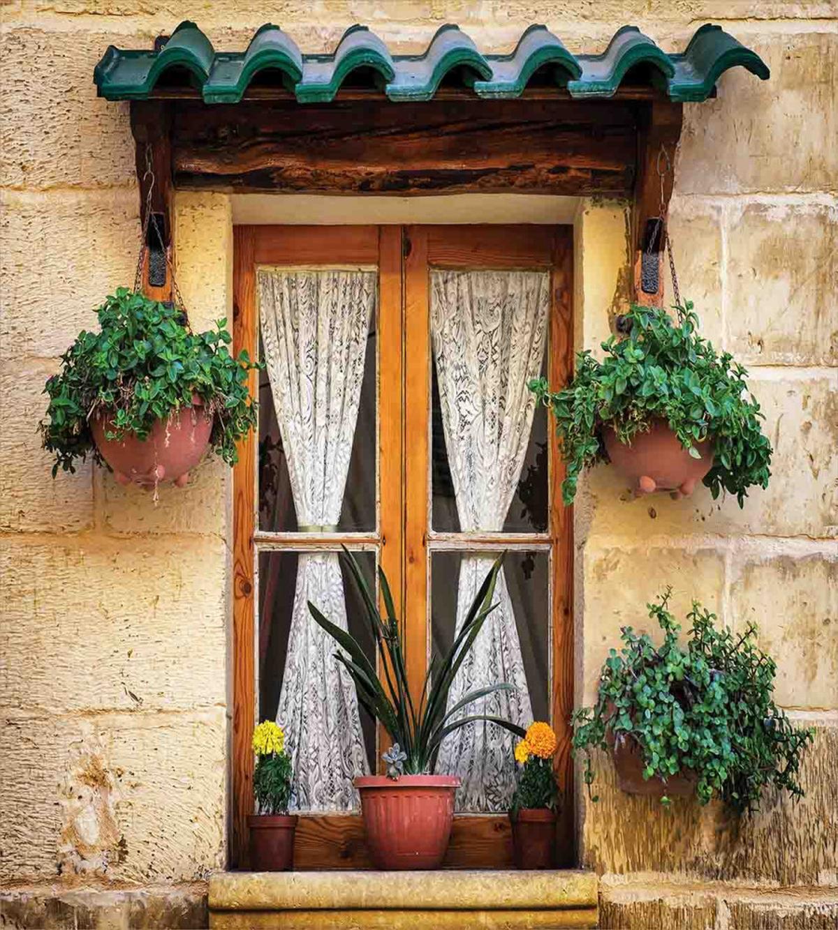 Old Window and Flowers — Pattern