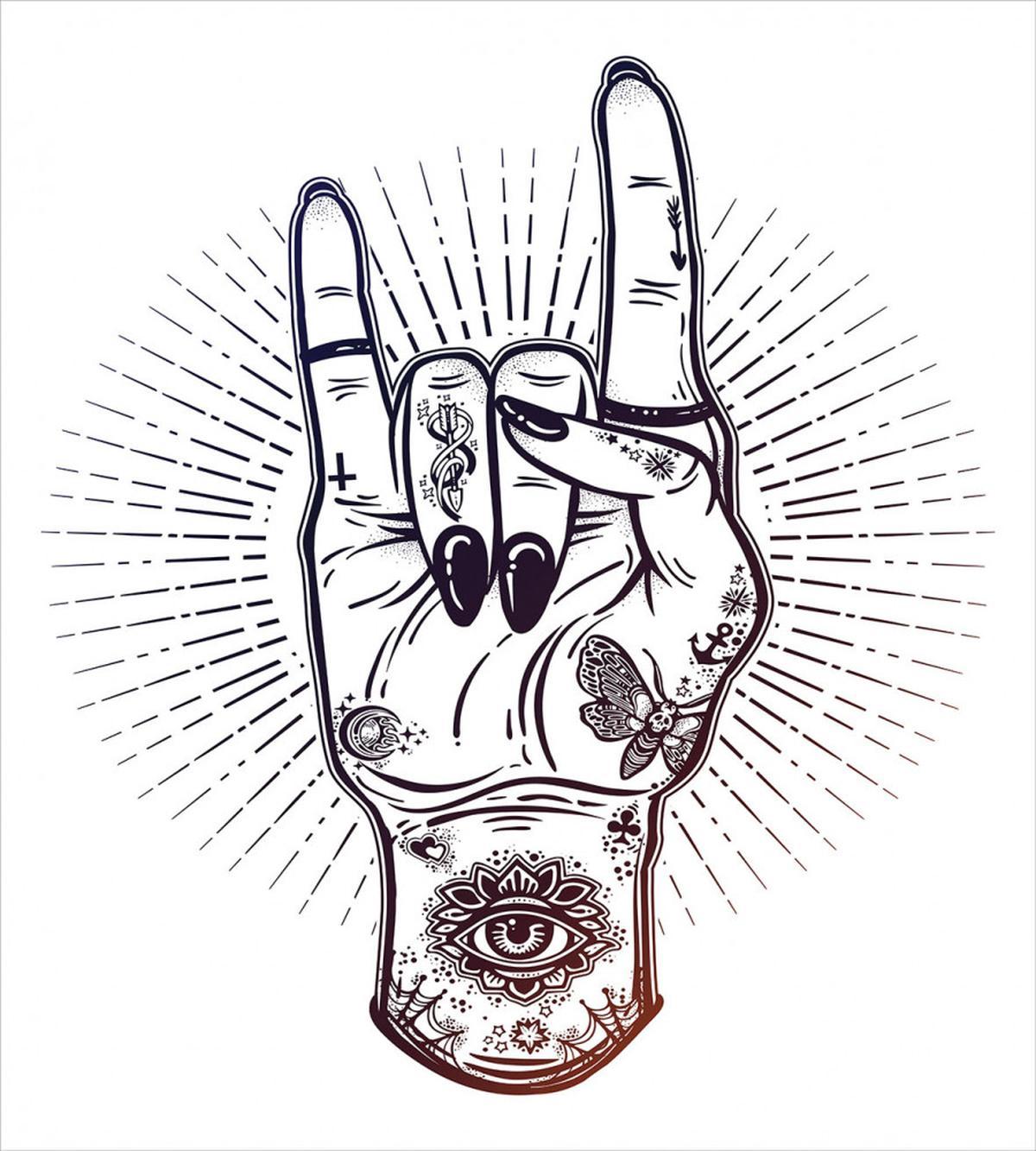 Tattooed Hand Raised — Pattern