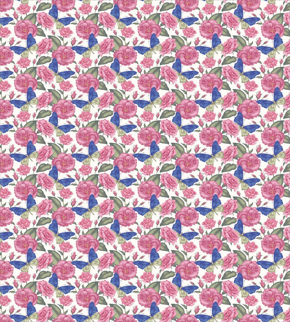 Butterflies Pink Flowers — Pattern