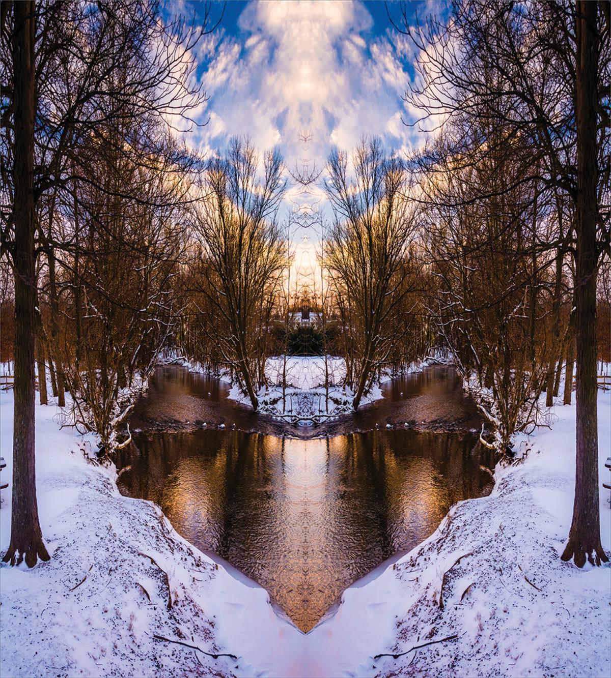 Snowy Winter Park Lake — Pattern