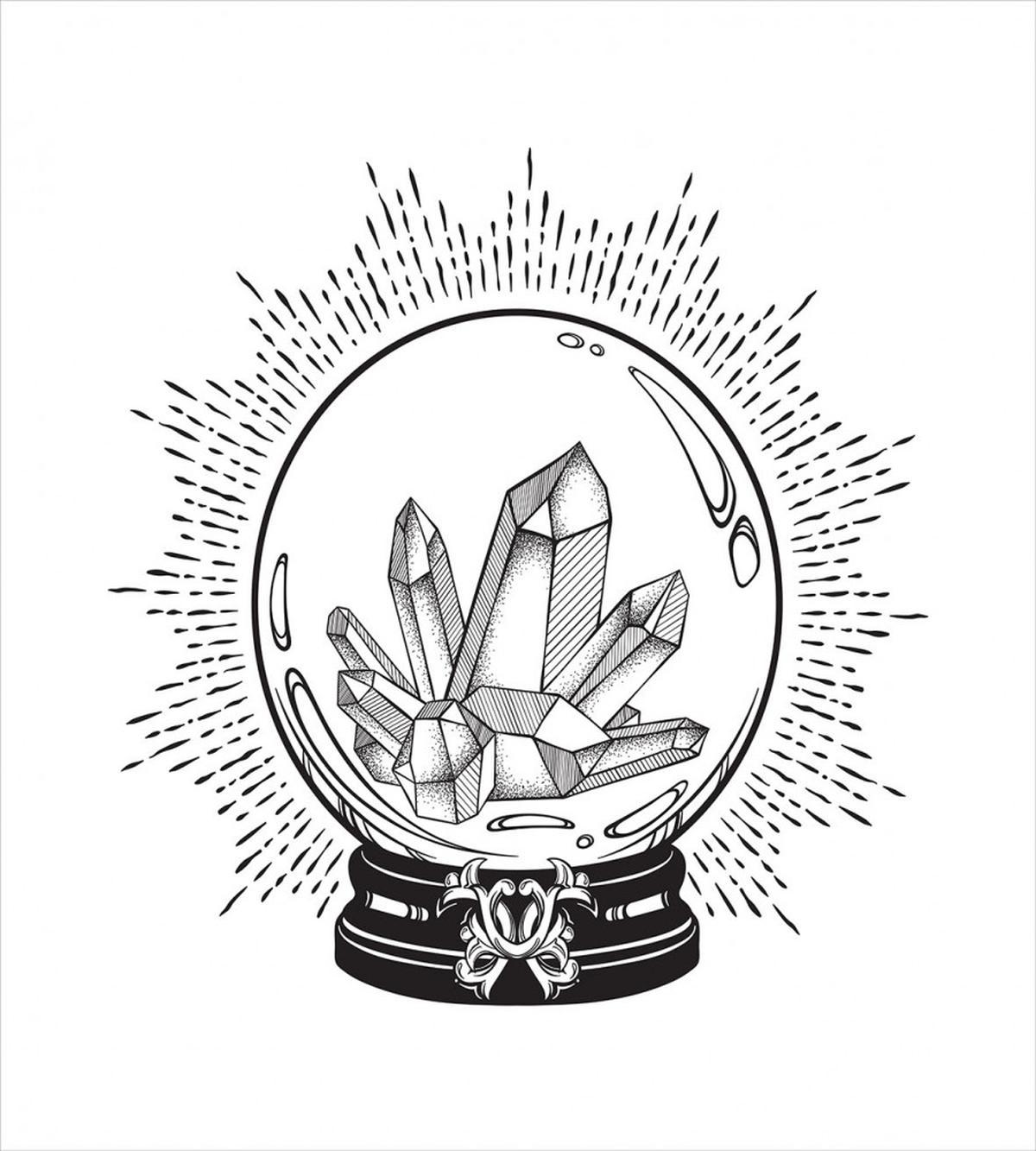 Crystal Ball with Gems Sketch — Pattern