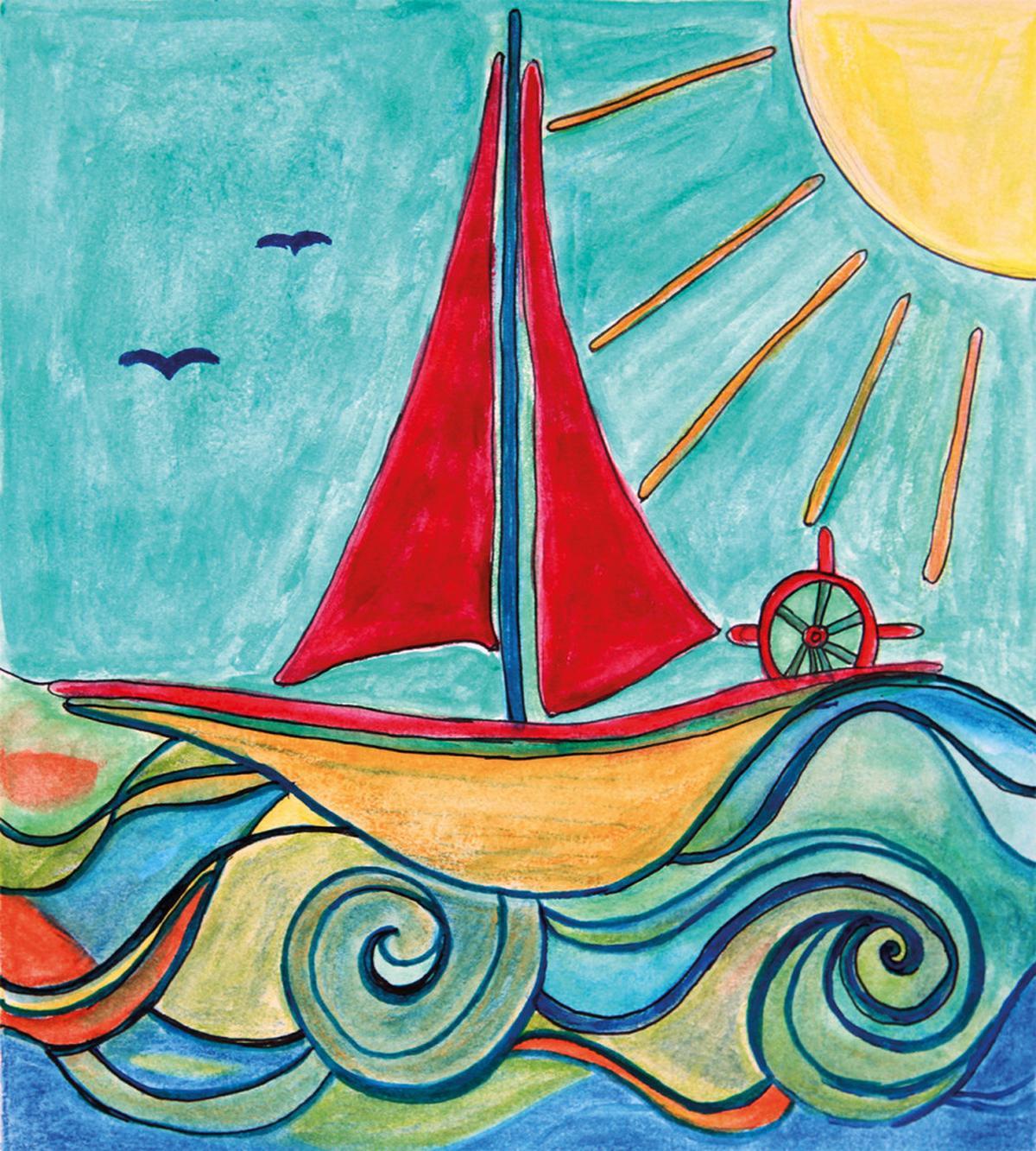 Ship in Waves in Sea — Pattern