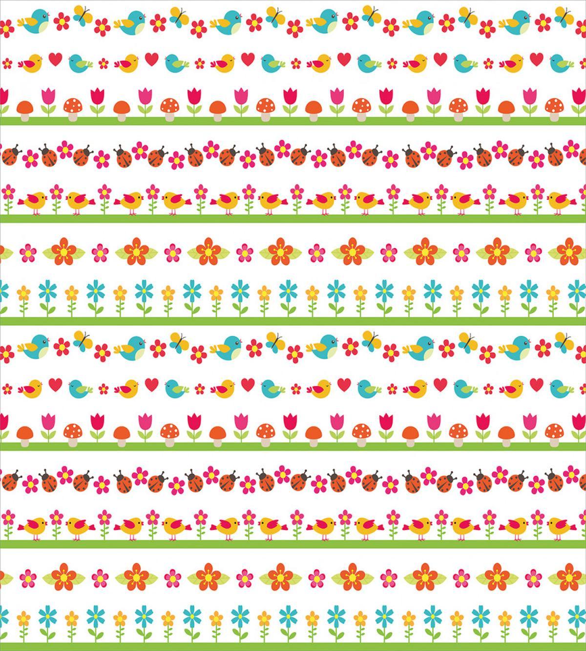 Birds Ladybugs Flowers — Pattern