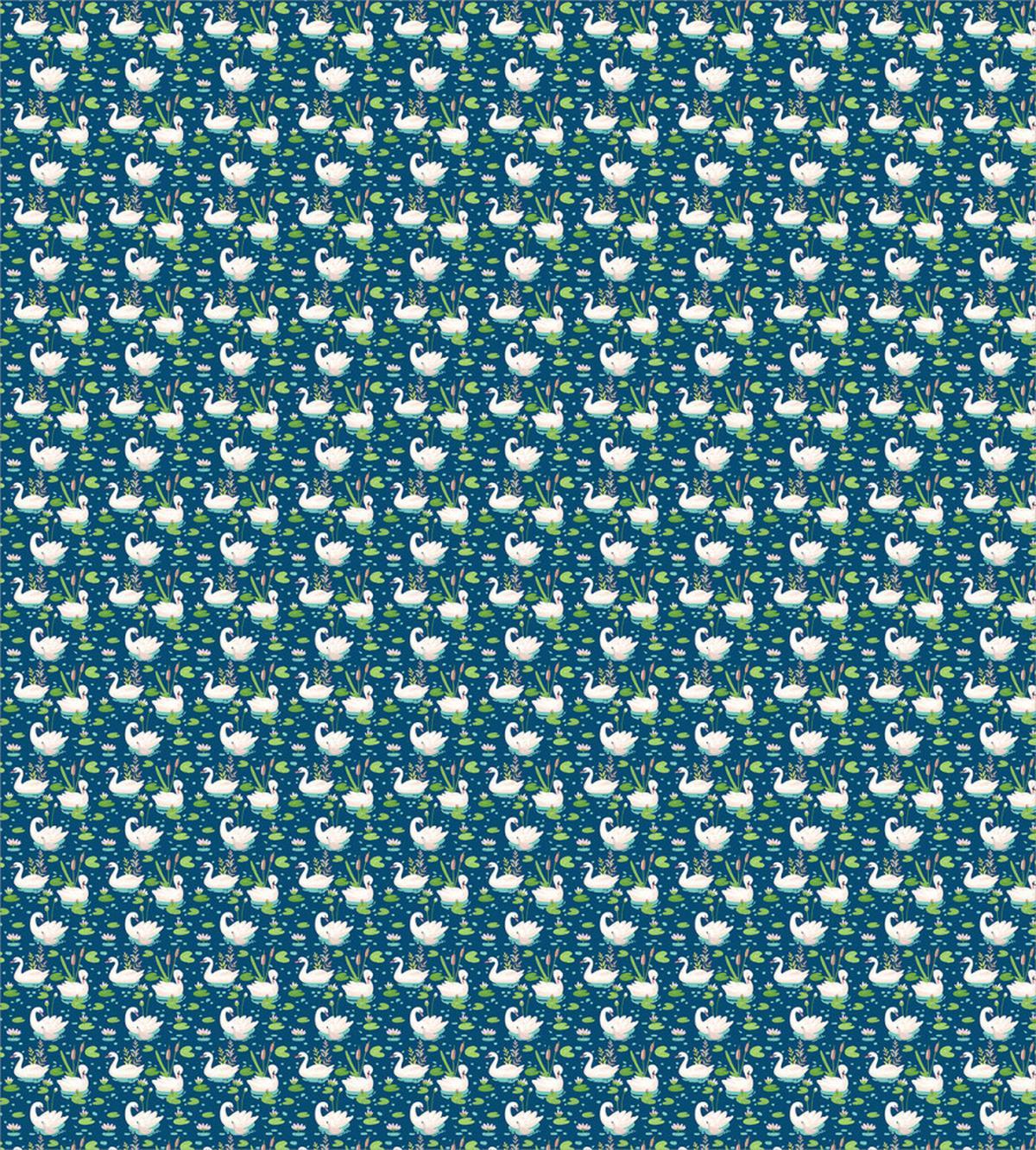 Aquatic Birds Lotus Flowers — Pattern