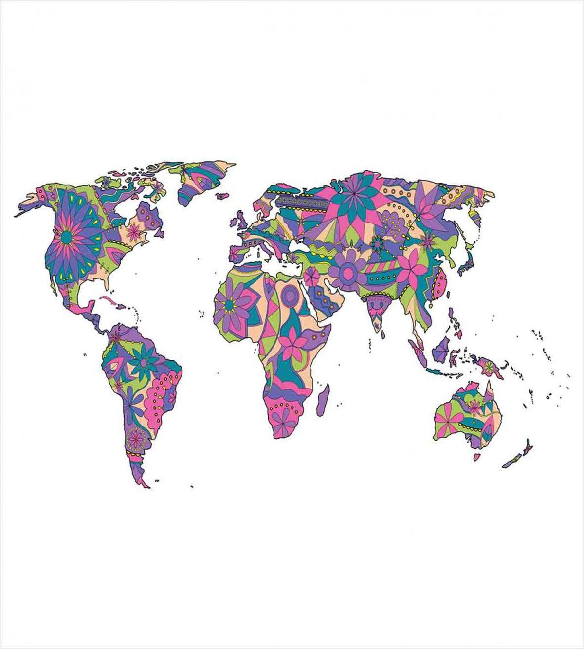 World Map with Flowers — Pattern