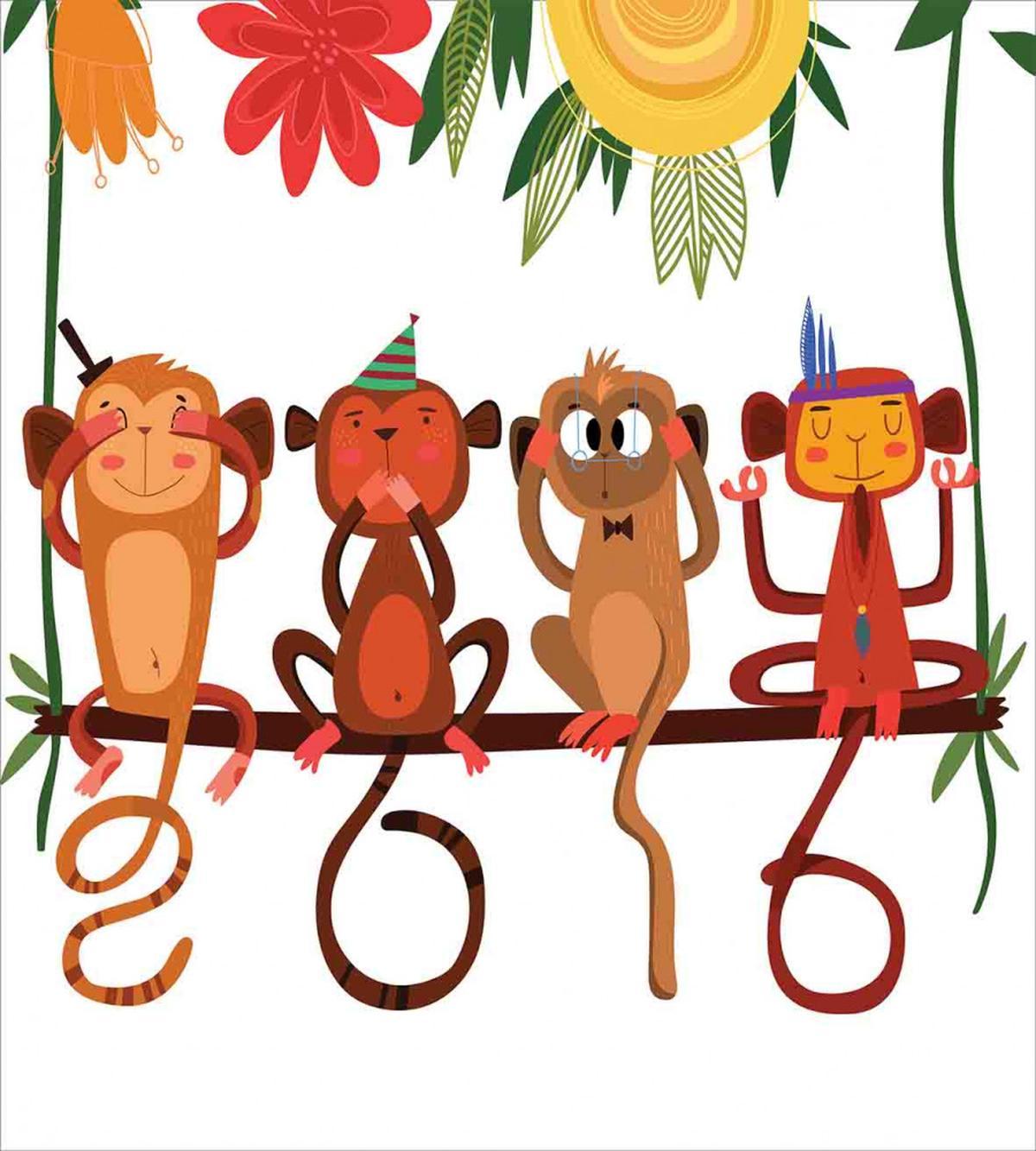 Animals Sitting Branch — Pattern