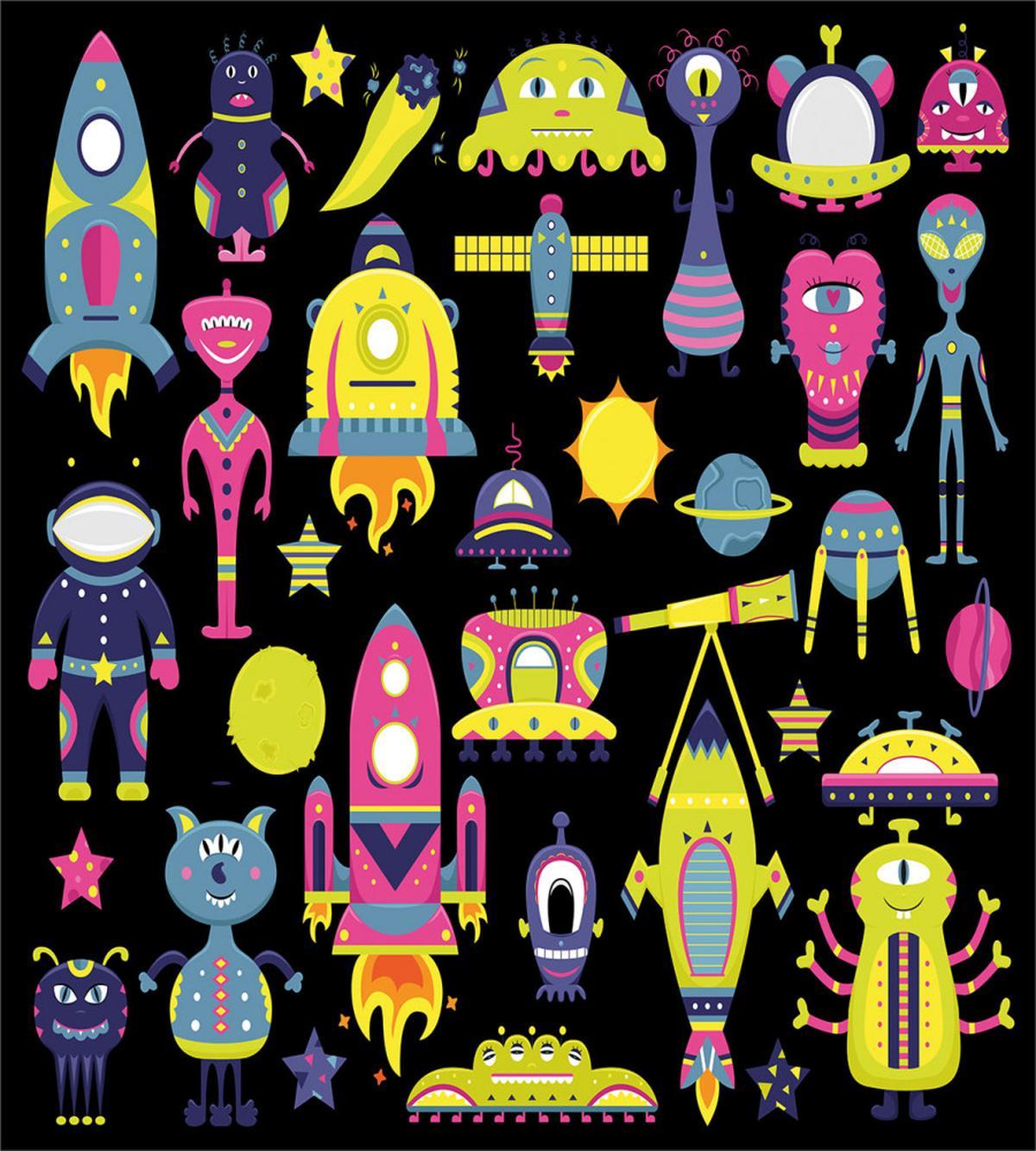 Funny Eyed Creatures Rockets — Pattern