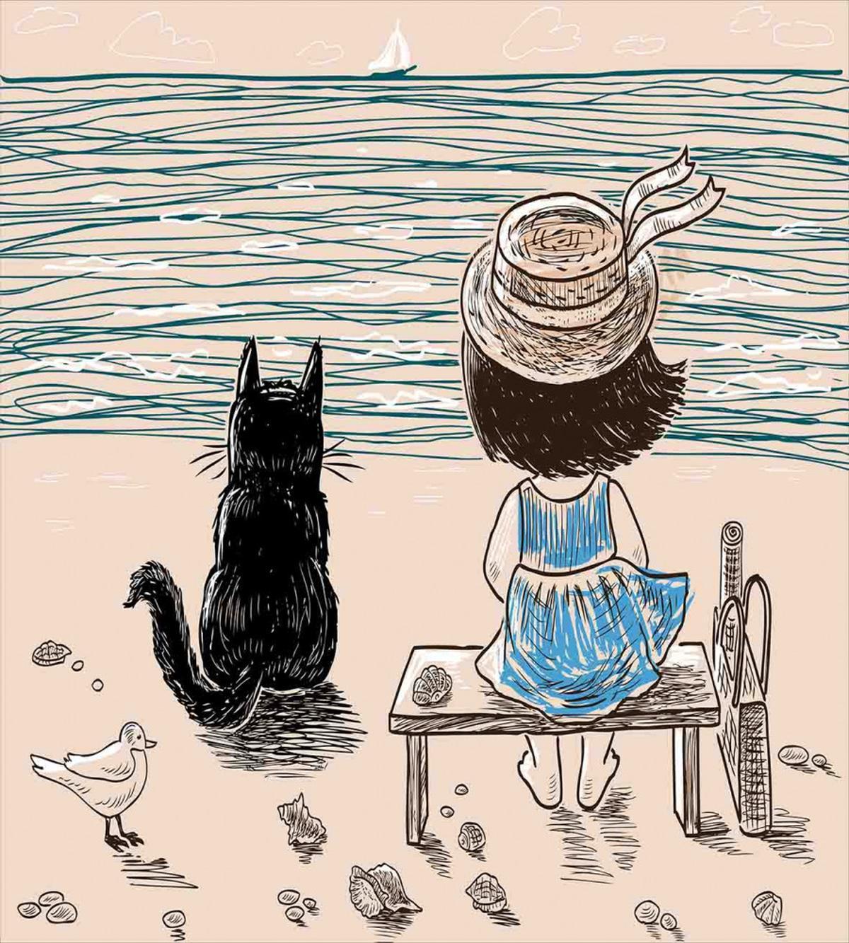 Baby Girl with a Cat — Pattern