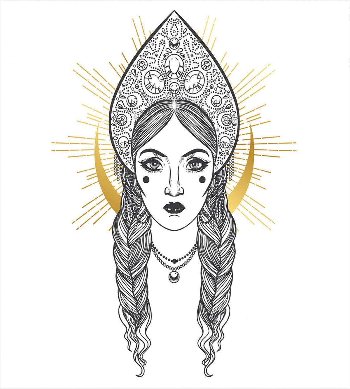 Woman Wearing a Kokoshnik — Pattern