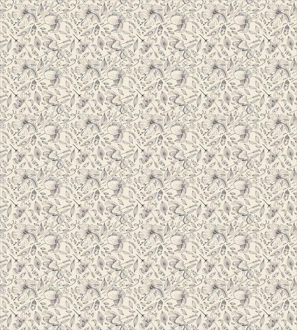 Rocks Flowers Leaves Sketch — Pattern