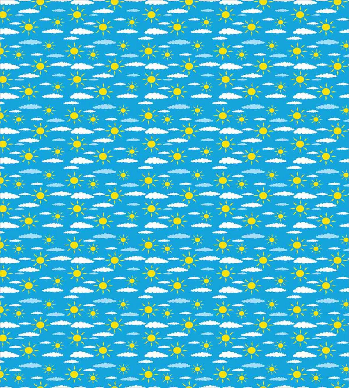 Yellow Sun and Fluffy Clouds — Pattern