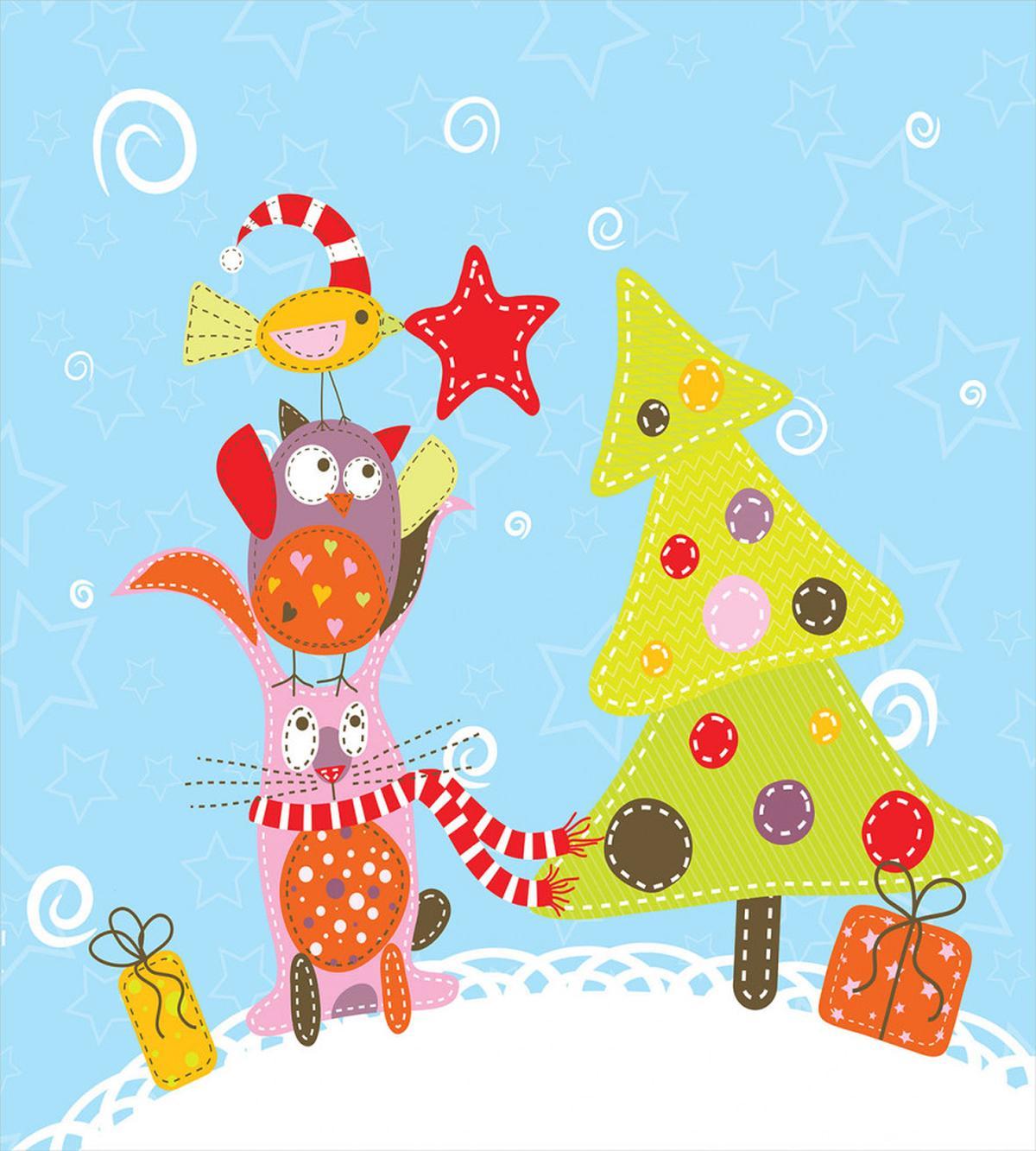 Cartoon Style Cat Owl — Pattern