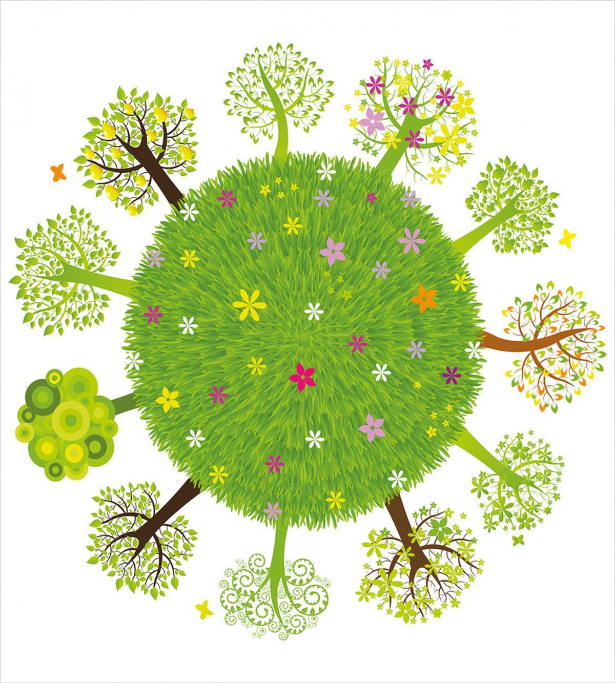 Various Green Trees Bloom — Pattern