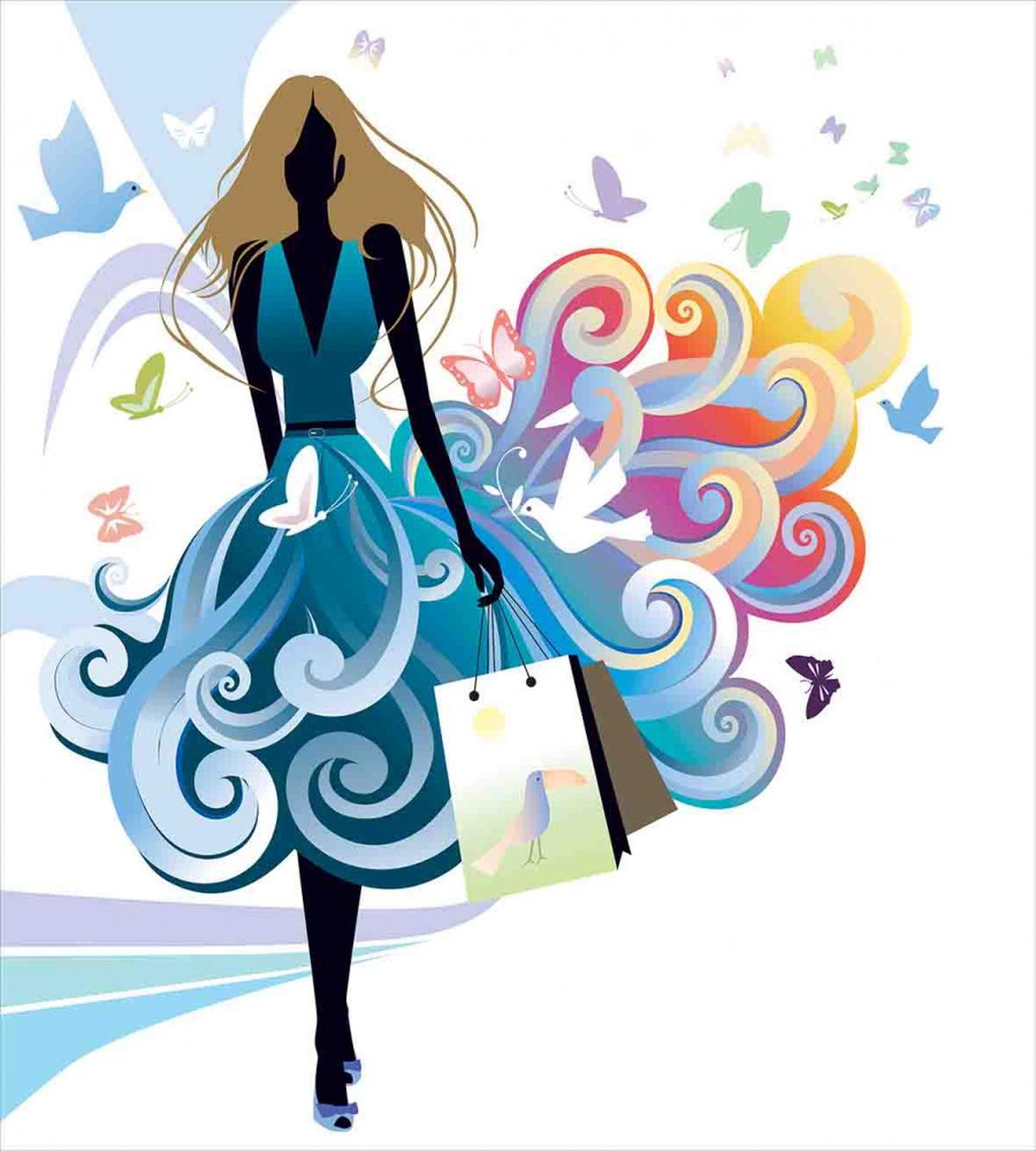 Shopping Woman Art — Pattern