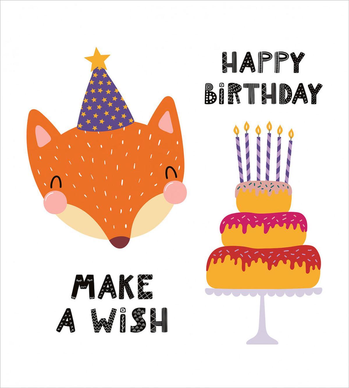 Fox in Birthday Hat Make a Wish — Pattern