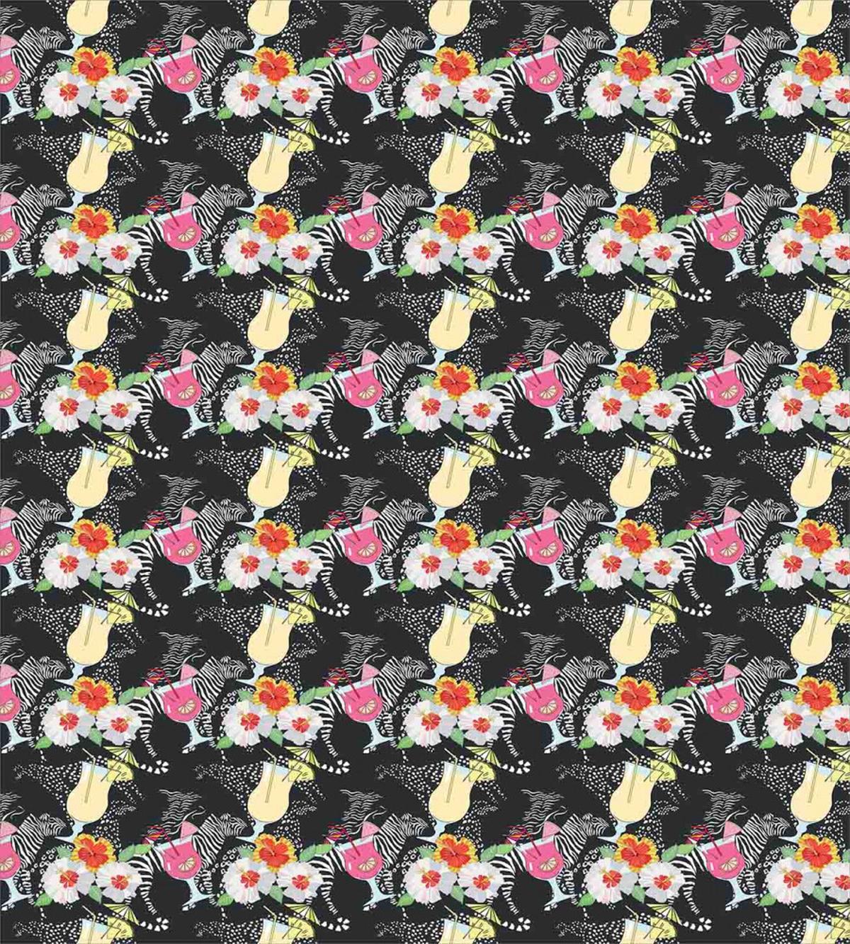 Cocktails Hibiscus Zebra — Pattern