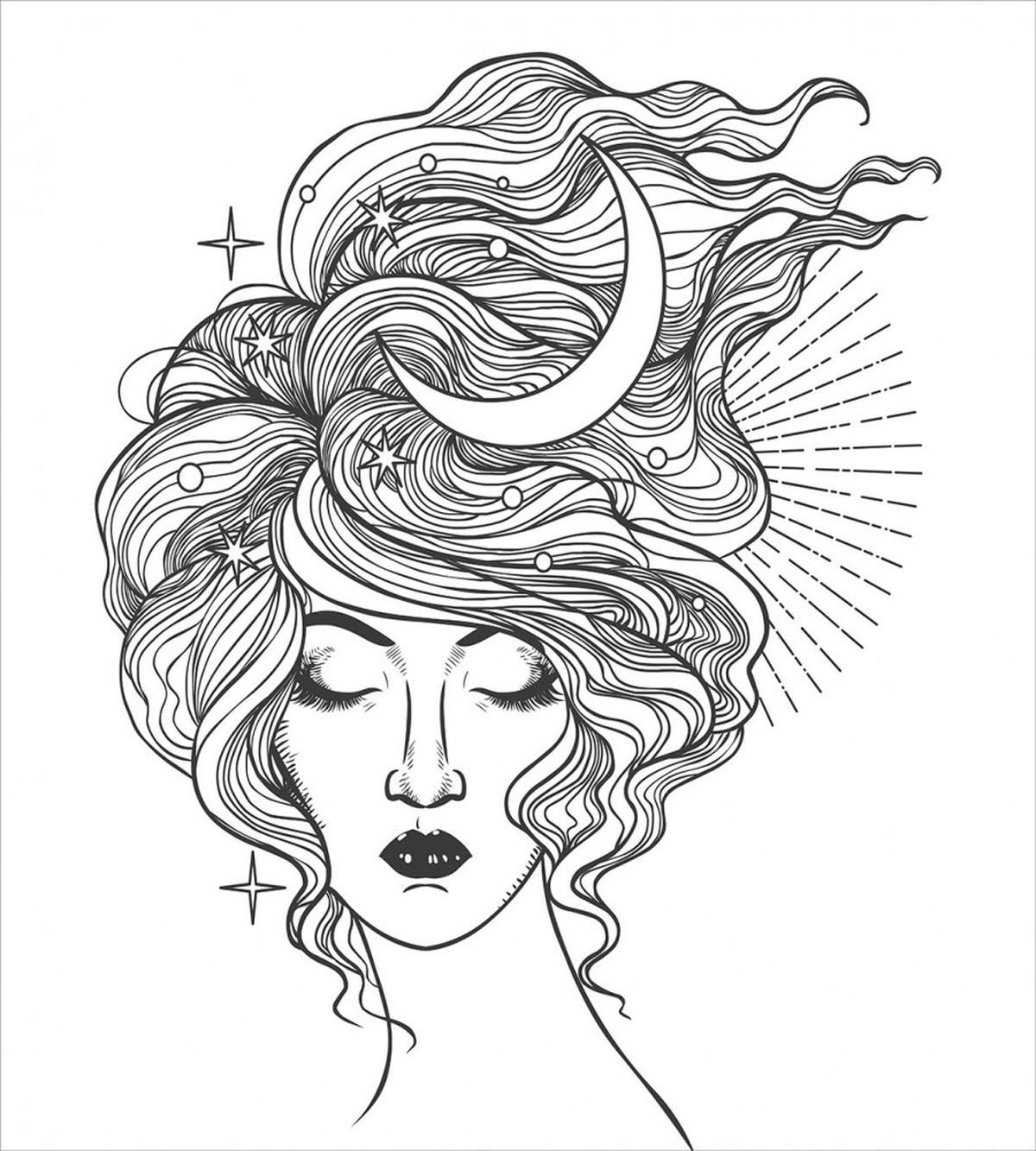Modern Woman Starry Hair — Pattern