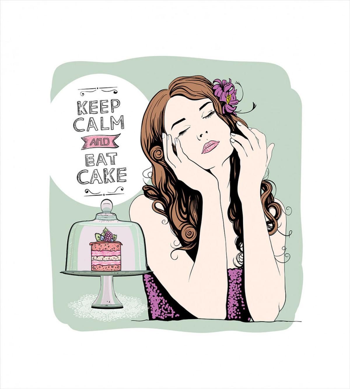 Eat Cake Text and Woman — Pattern