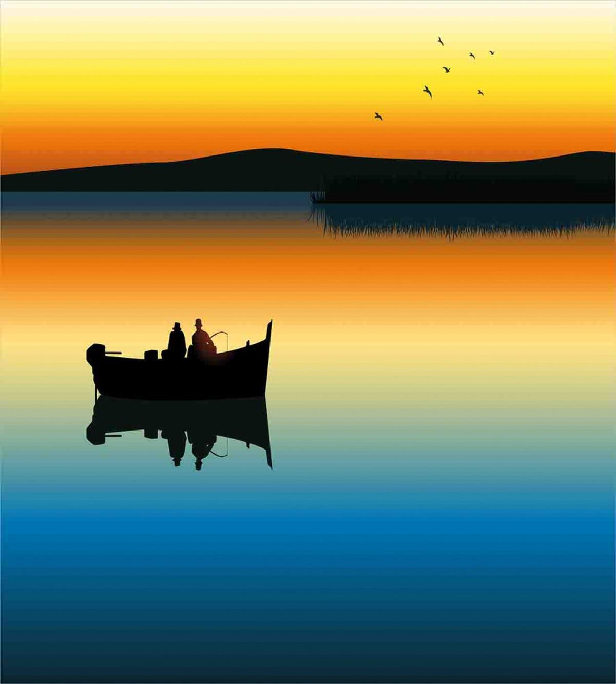 Sunset at Lake Fishing — Pattern