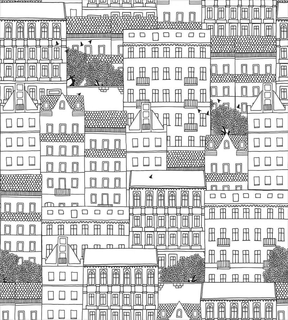 Hand Drawn Houses Town — Pattern