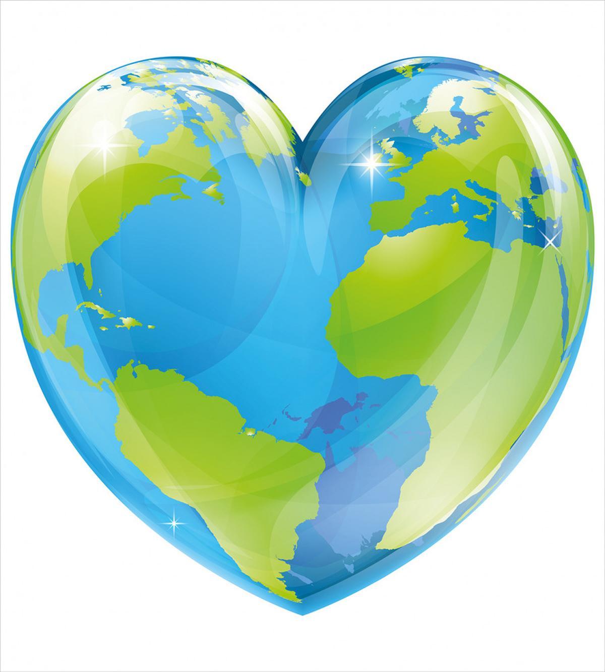 Vibrant Globe Heart Shape — Pattern