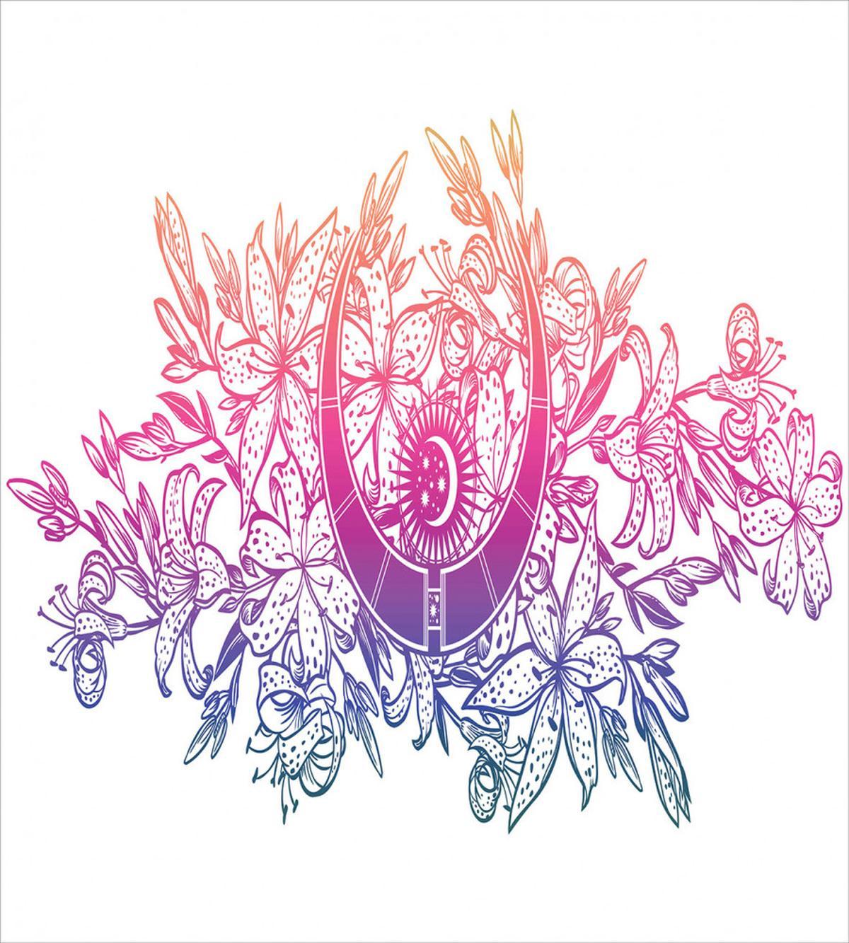 Lily Flowers and Crescent — Pattern