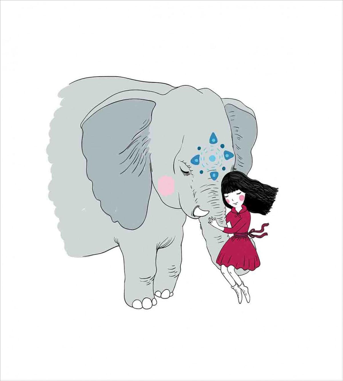 Girl on Trunk of Elephant — Pattern