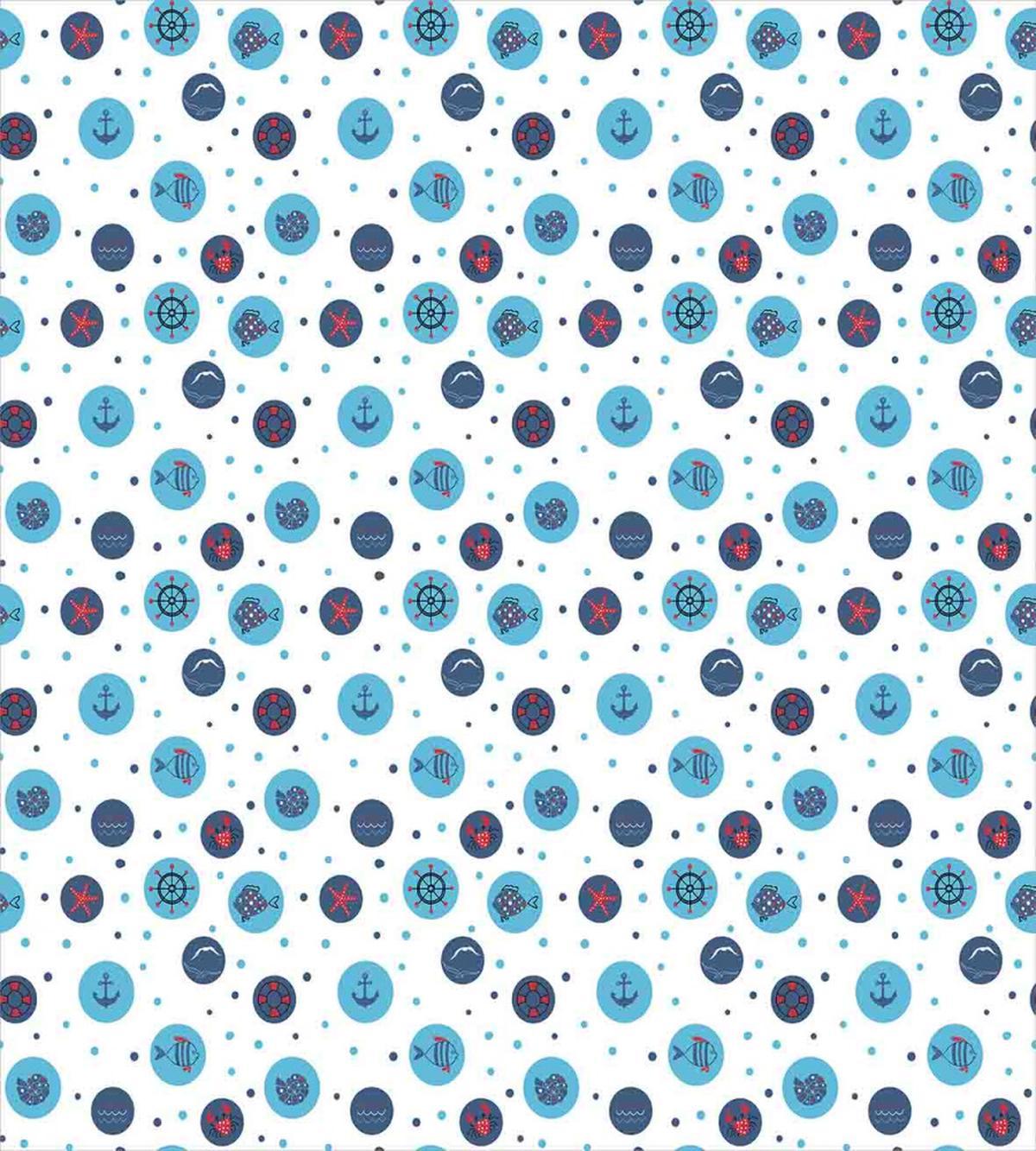 Fishes Anchor Waves Sea — Pattern