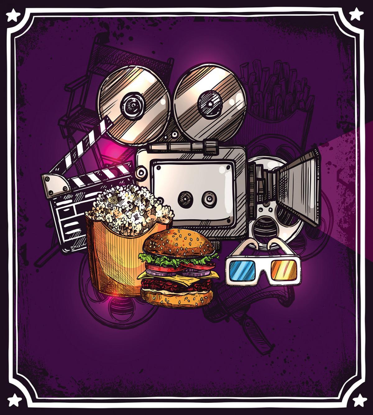 Burgers Popcorns Cinema — Pattern