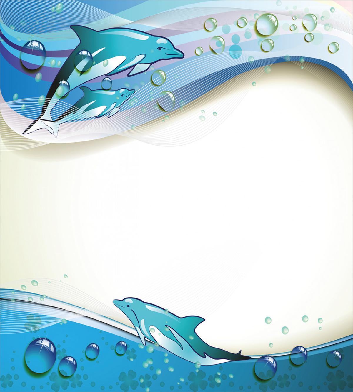 Dolphins Sea Waves Drops — Pattern
