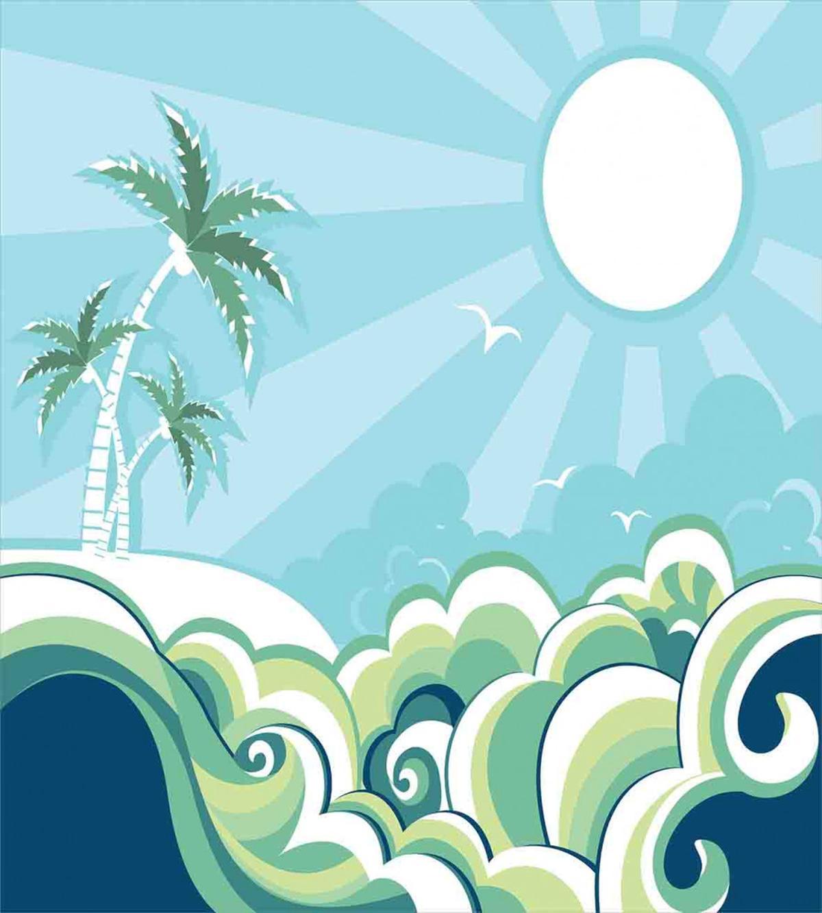 Wavy Sea Palm Trees — Pattern