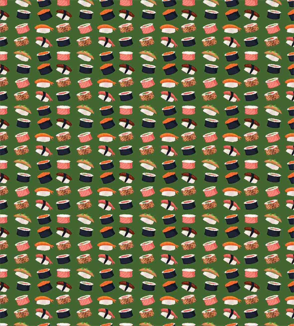 Seafood Rolls on Green Shade — Pattern