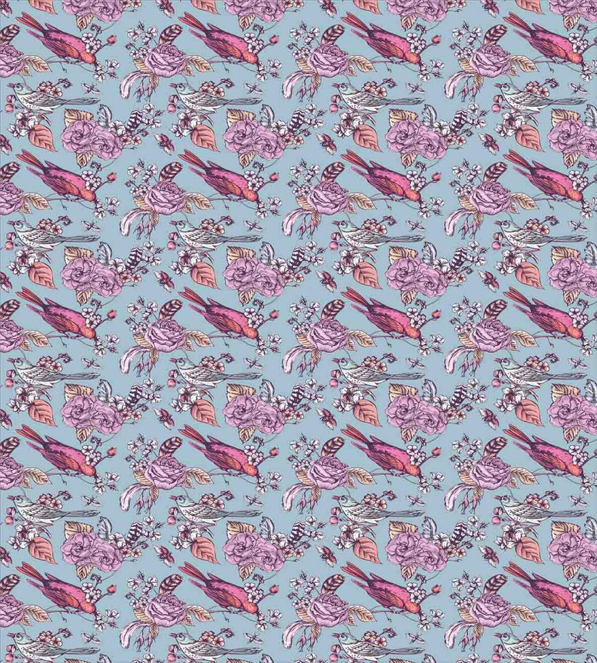 Perching Birds and Flowers — Pattern