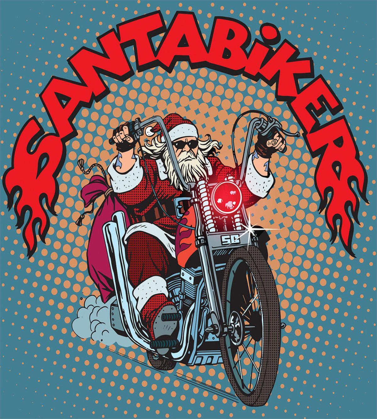 Pop Art Retro Biker Santa — Pattern