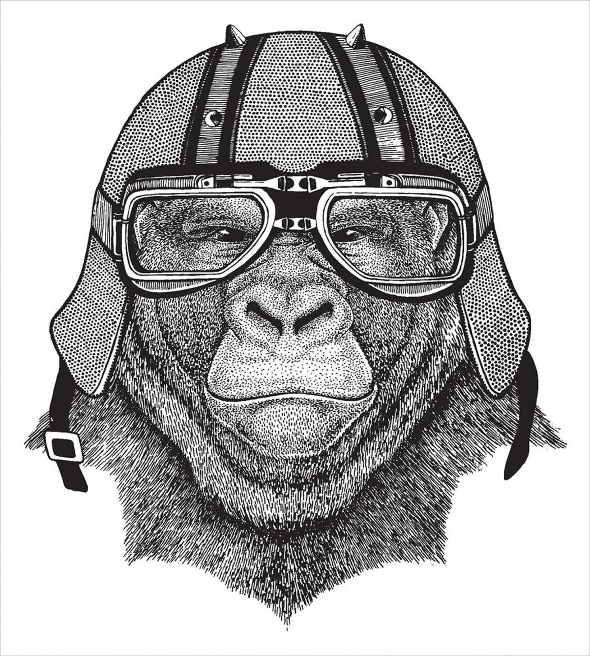 Hipster Grumpy Biker Ape — Pattern
