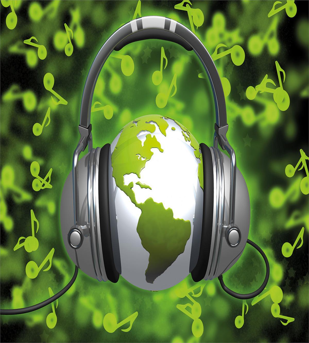 Headphones Music Globe — Pattern