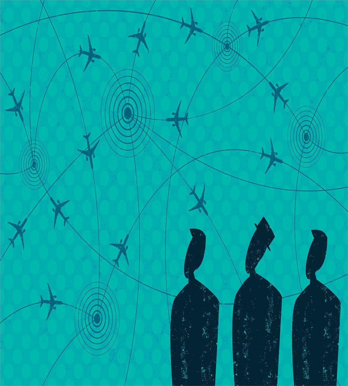 Men Look Flight Paths — Pattern