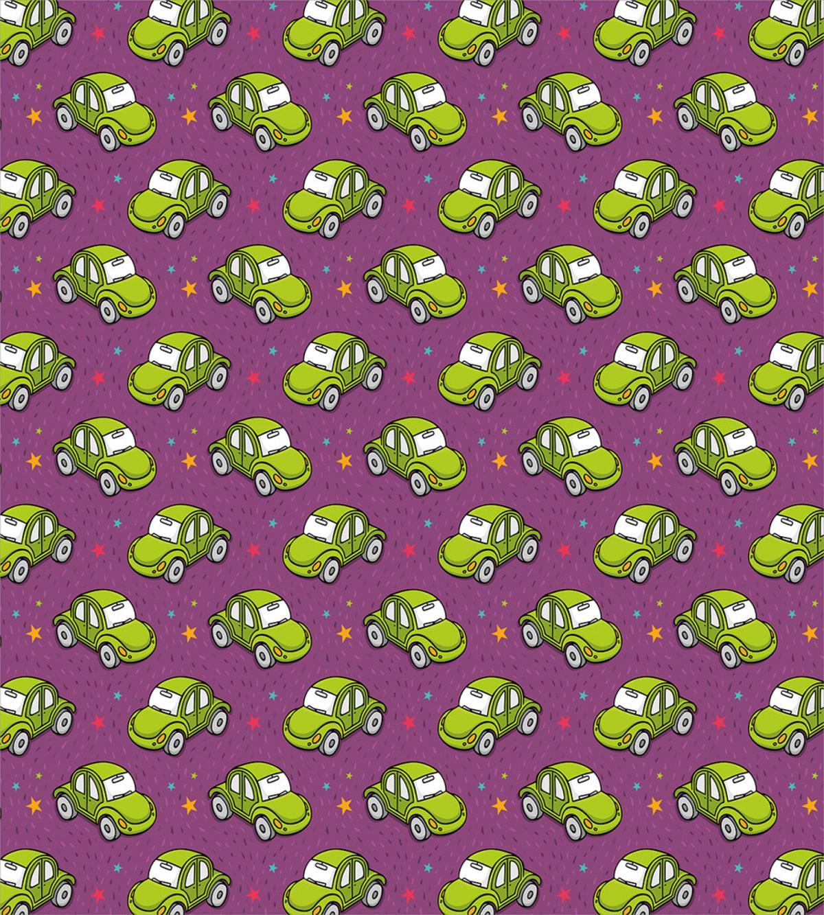 Green Beetle Cars Stars — Pattern