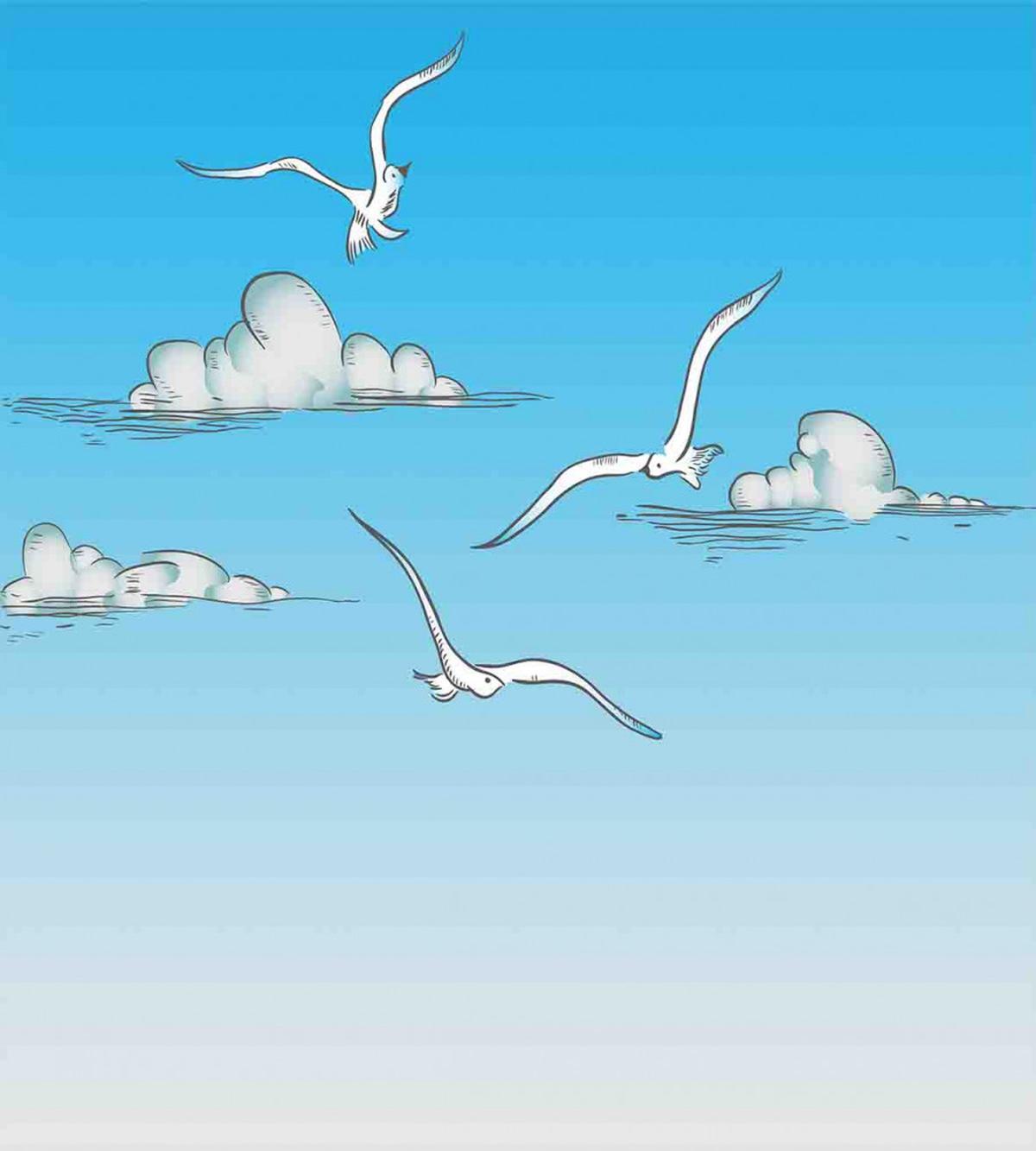 Seagulls Flying Ombre Sky — Pattern