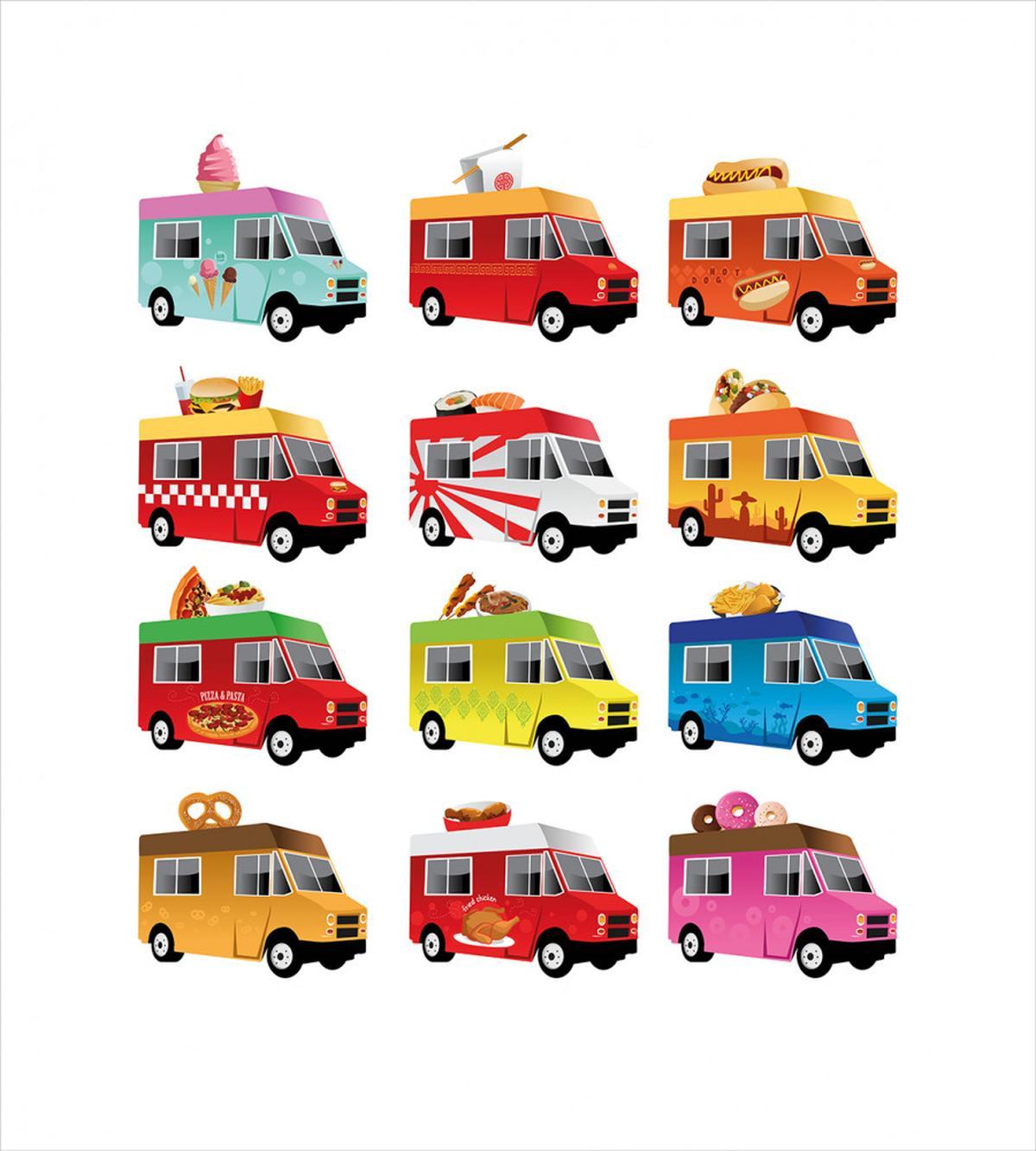 Colorful Food Trucks — Pattern