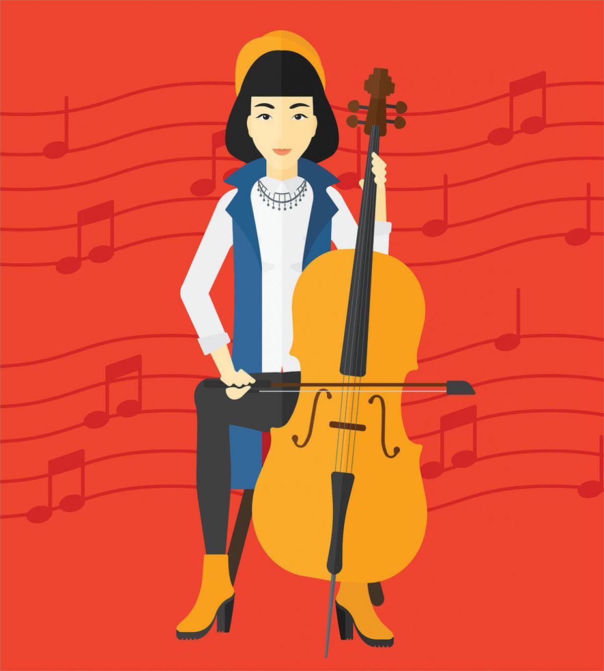 Cartoon Woman Playing Music — Pattern