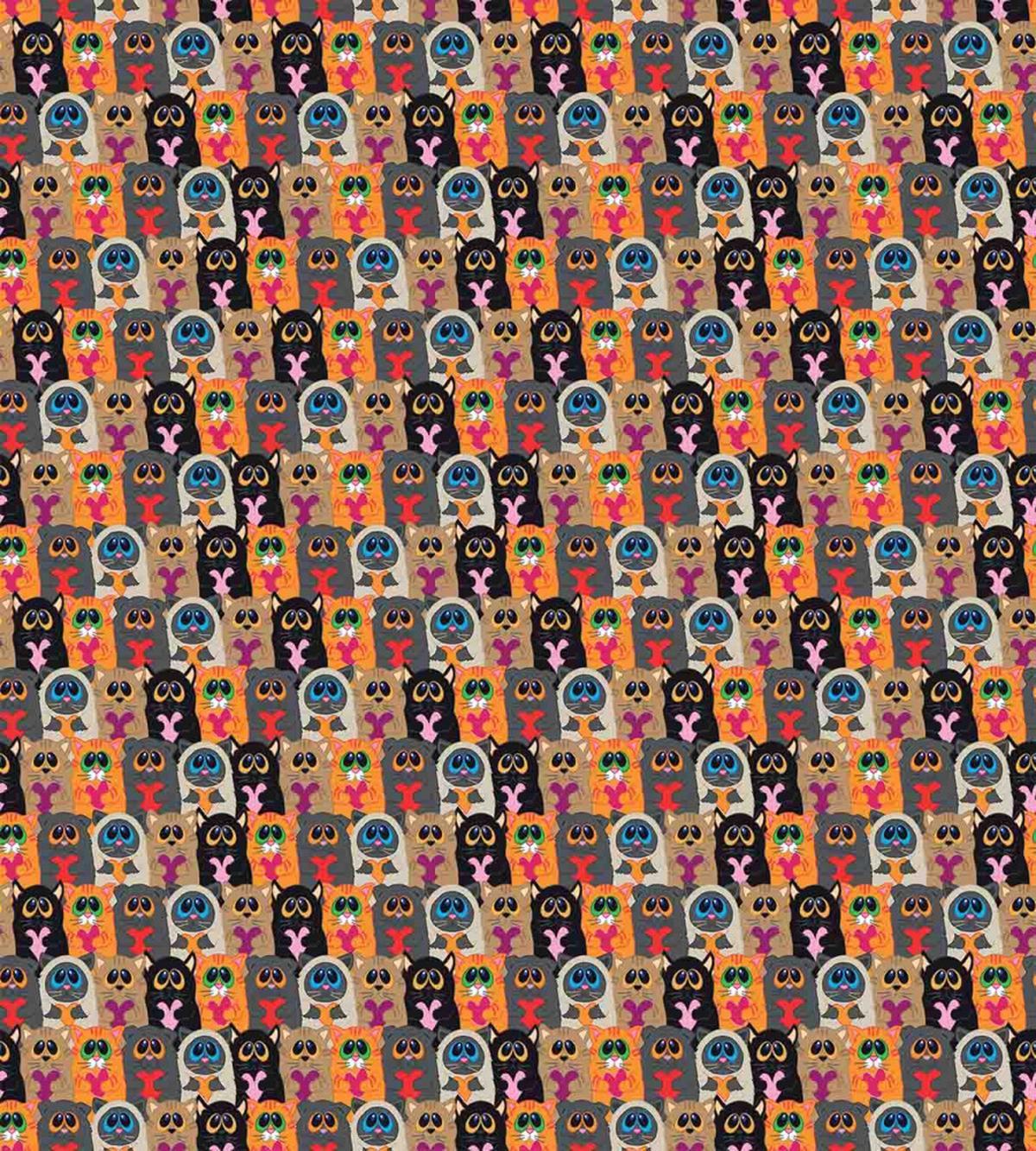 Colorful Cats Holding Hearts — Pattern