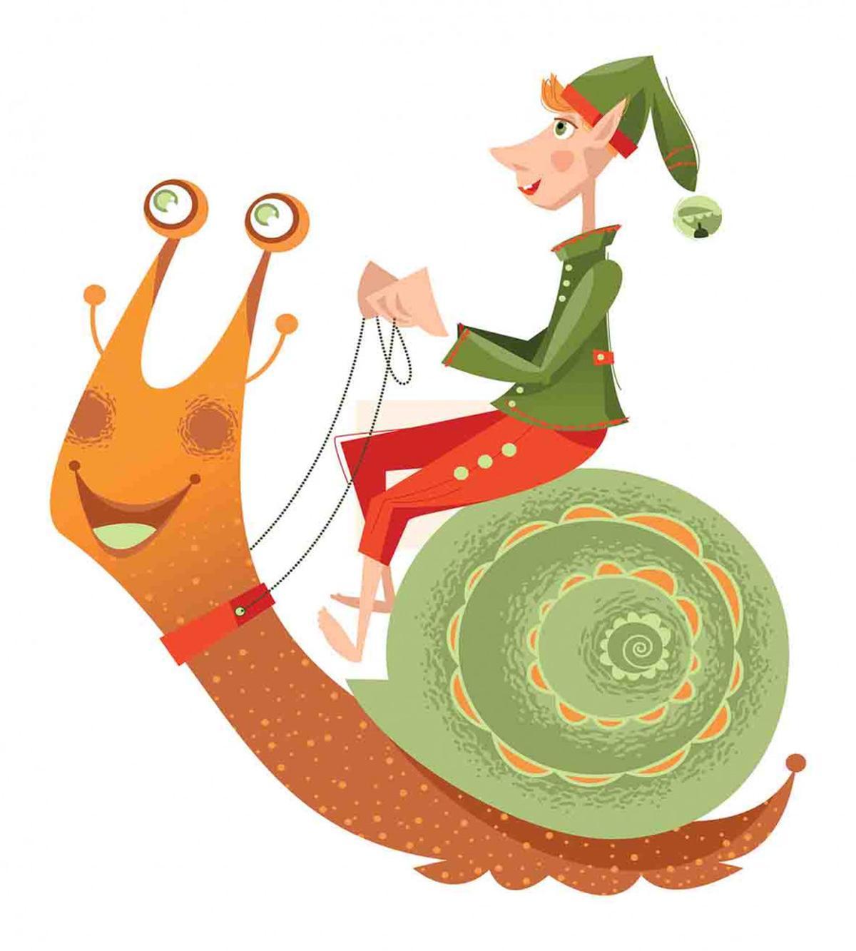 Little Elf Riding a Snail — Pattern