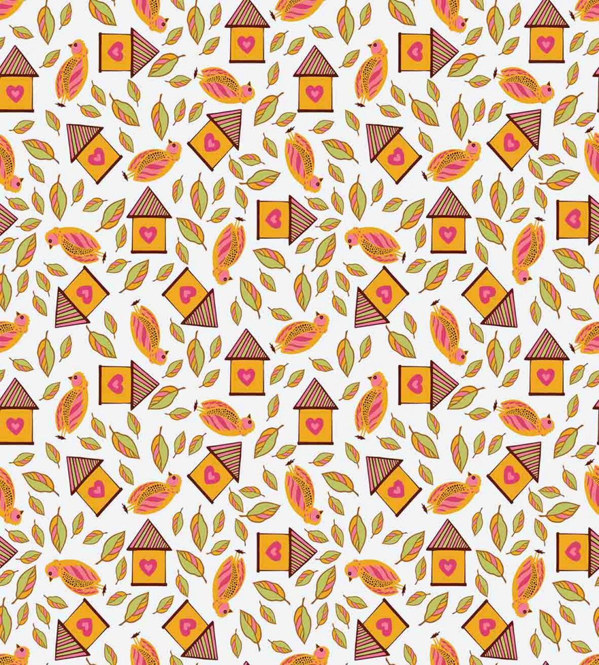 Birds Tiny Houses and Leaves — Pattern
