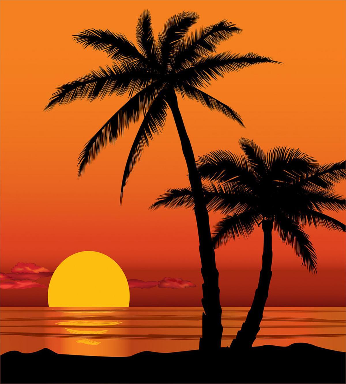 Orange Ombre Sunset and Trees — Pattern