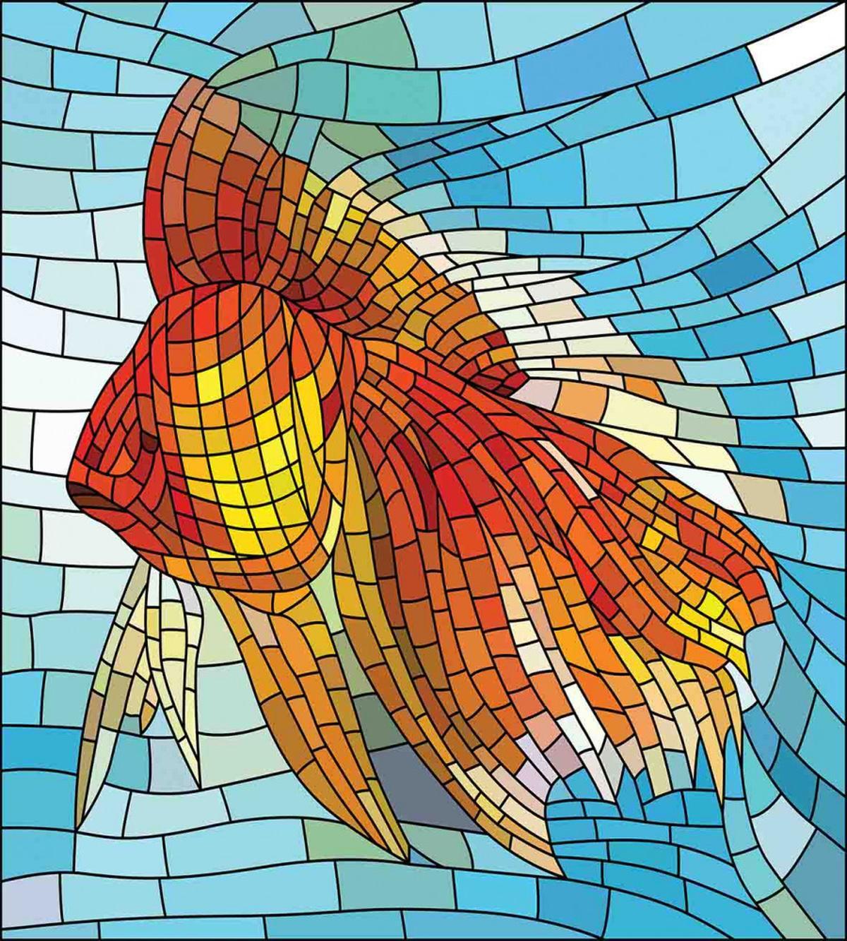 Stained Glass Mosaic Fish Art — Pattern