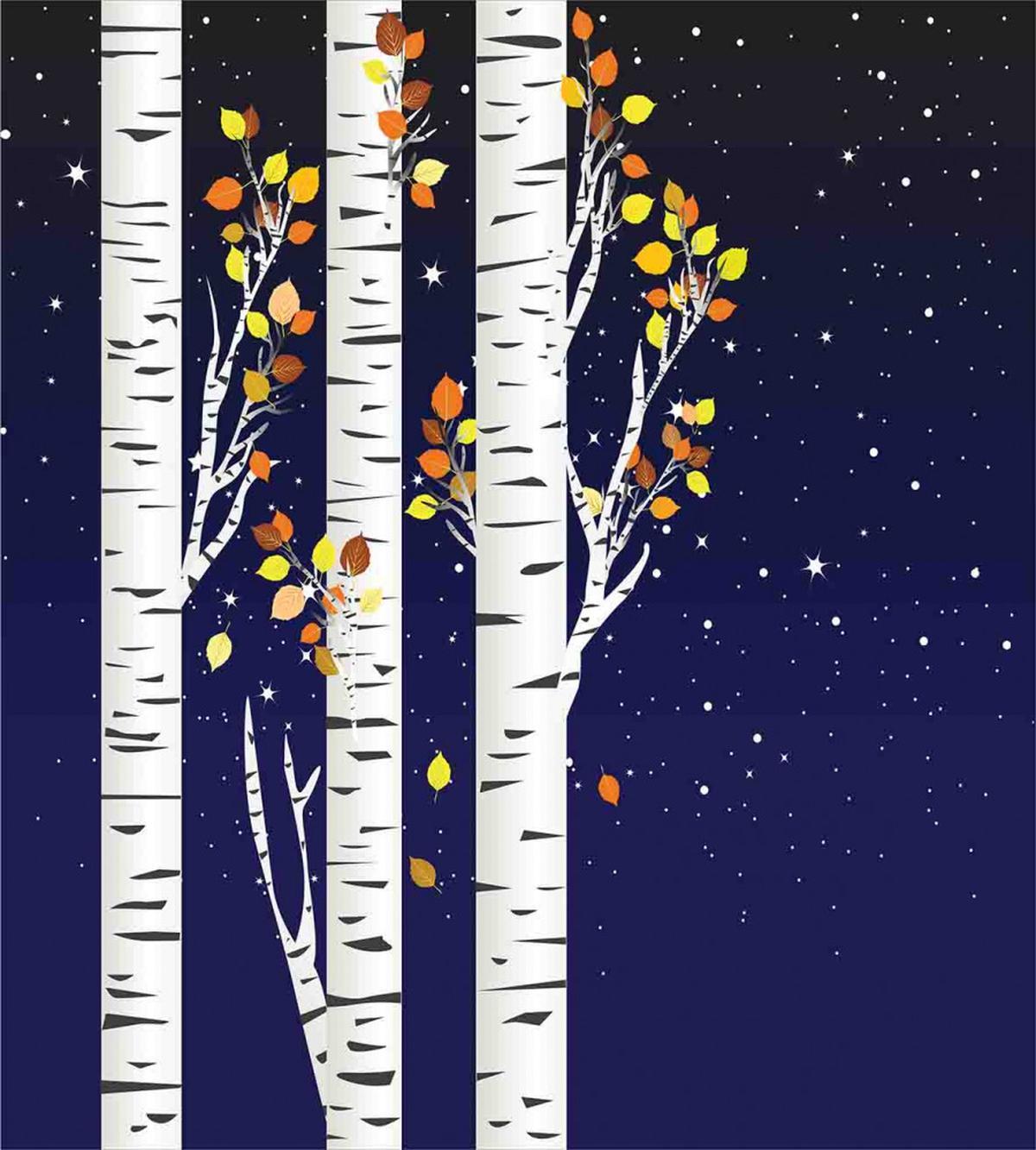 Birch Trees with Foliage — Pattern
