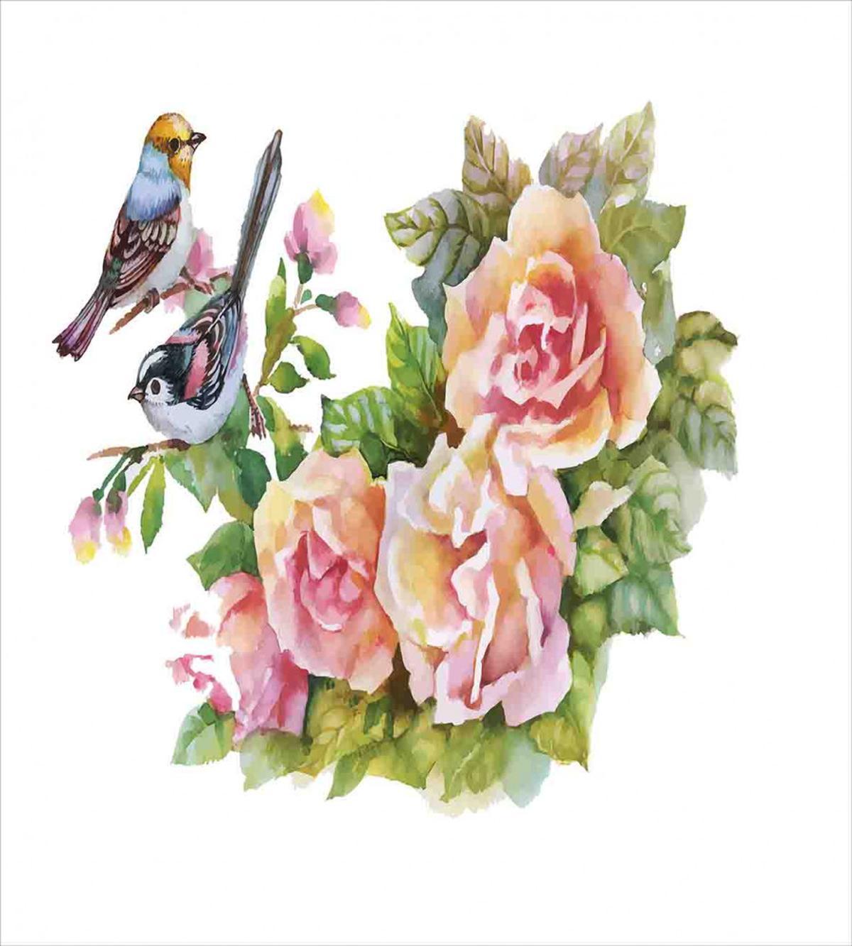 Sparrows on Roses — Pattern