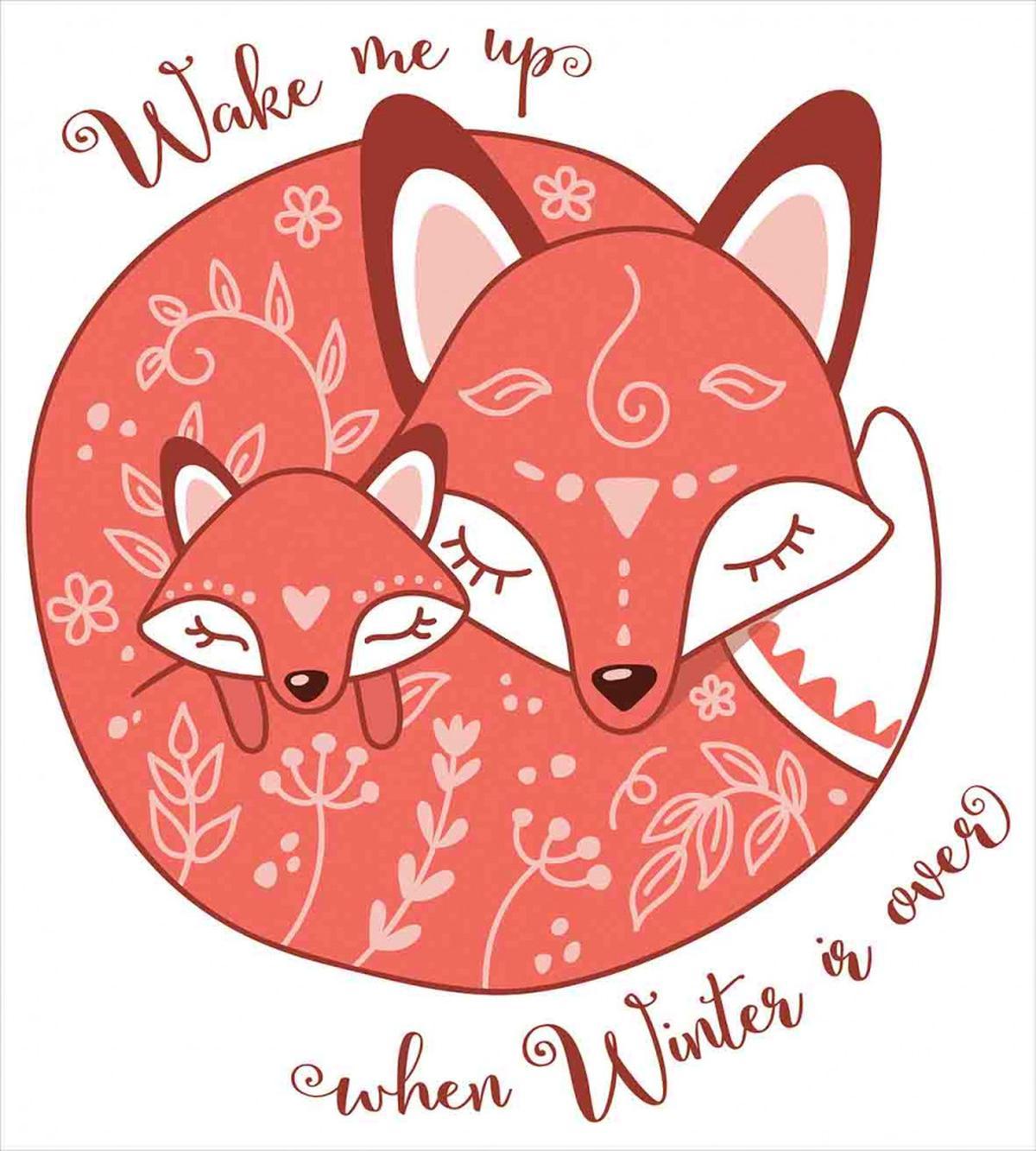 Sleeping Baby Fox and Mother — Pattern
