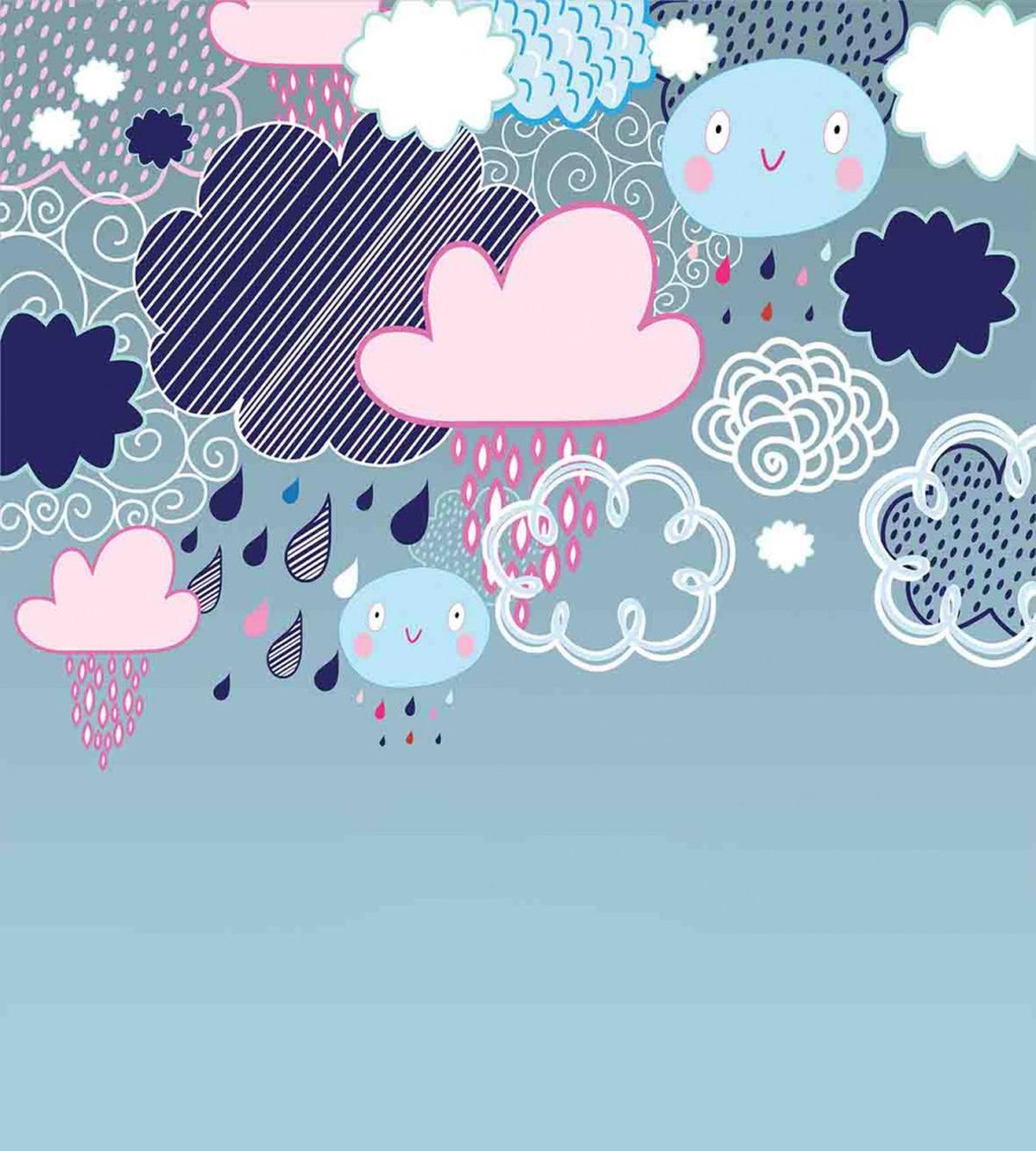 Cartoon Rain Smiley Faces — Pattern